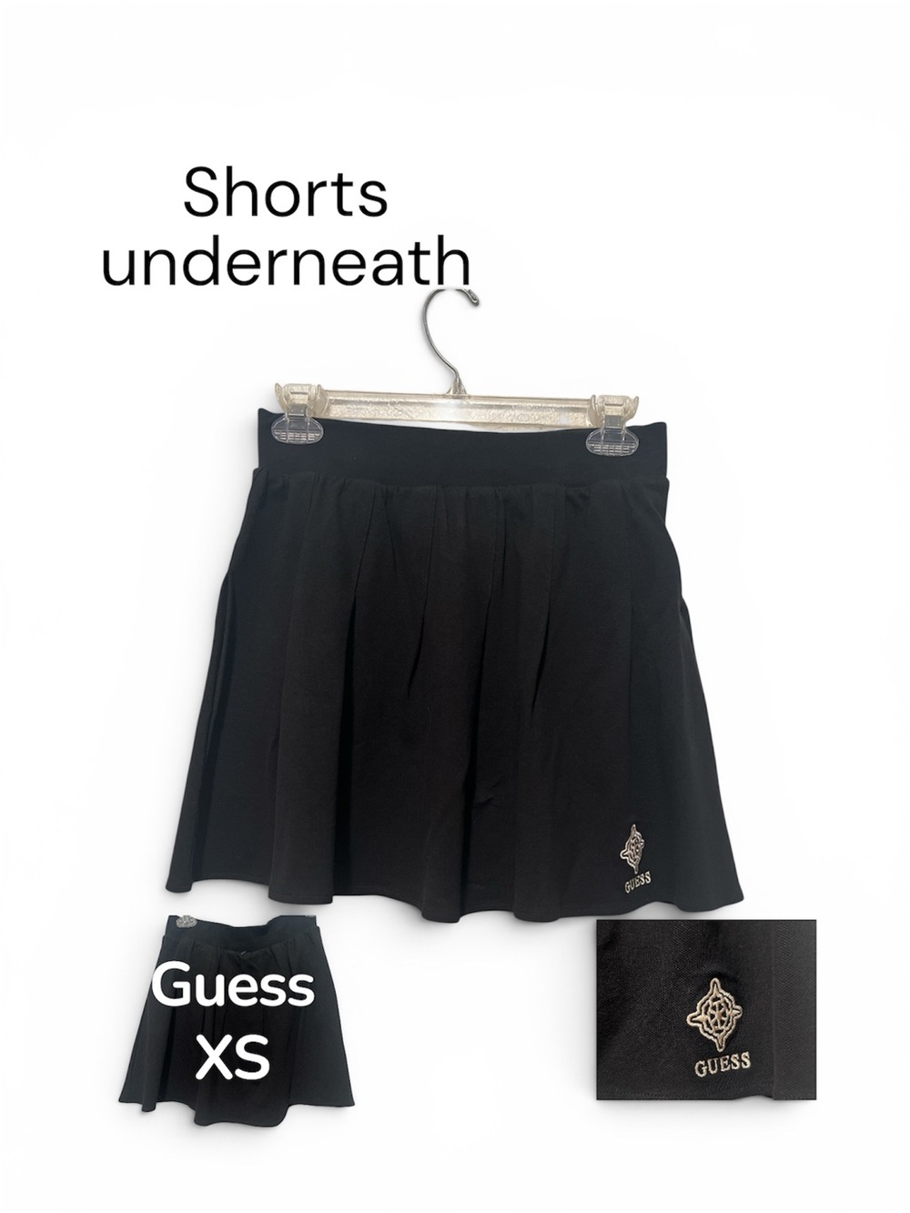 NWT GUESS Active Black Skort Built-In Shorts Athletic Tennis Golf XS SKORT